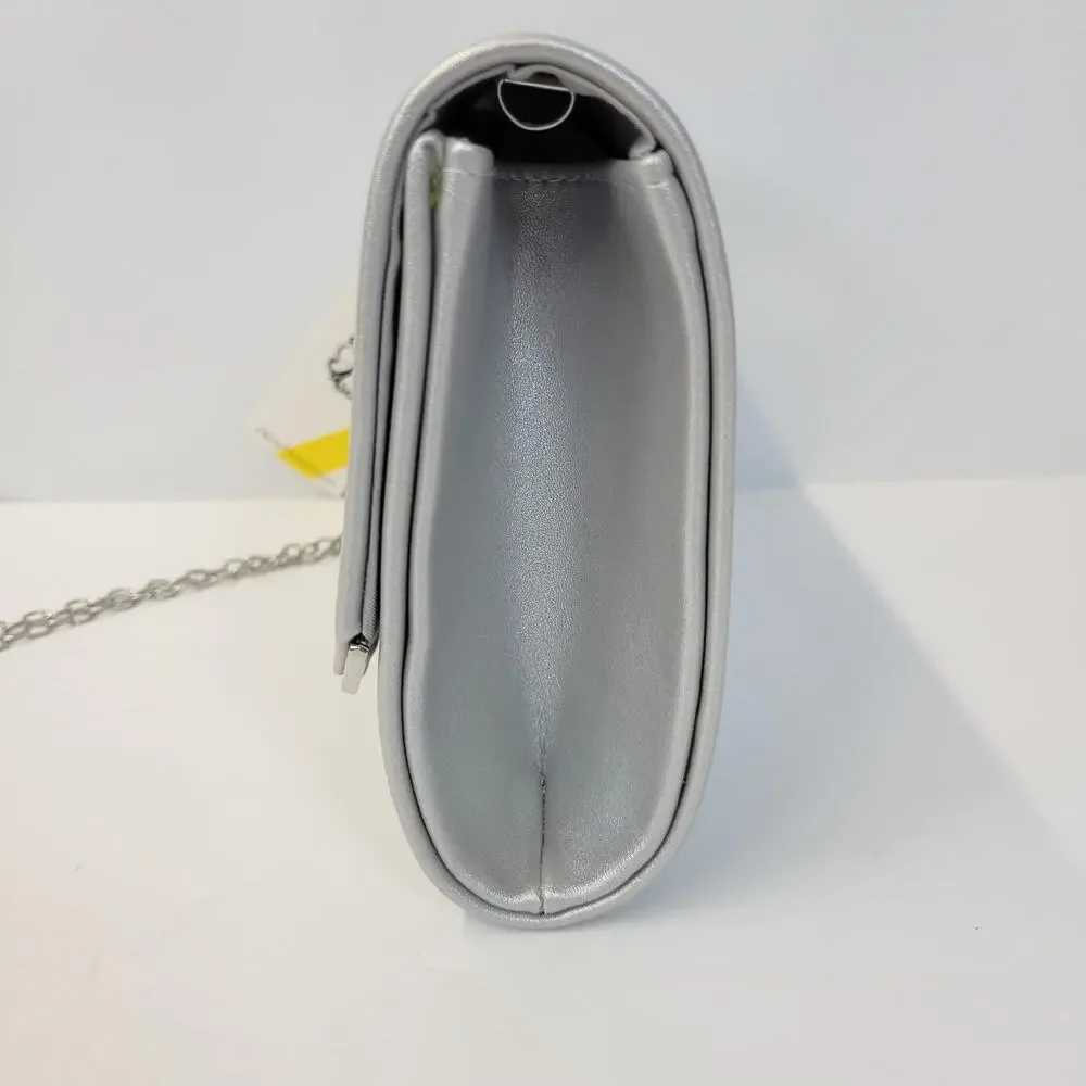 CXL By Christian Lacroix Clutch Bag Womens Small Silver Madison Smooth Purse New